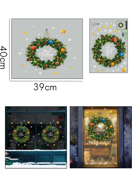 Noel Çelenk Duvar Çıkartmaları Pencere Camı Festivali Çıkartmaları Noel Baba Resimleri Yeni Yıl Noel Süslemeleri Çıkartmalar Için A (Yurt Dışından) fiyatları