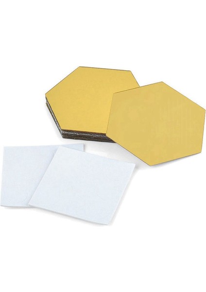 12 Adet Dıy 3D Ayna Altıgen Çıkartması Sanatsal Fresk Duvar Sticker Ev Dekor Çıkarılabilir Altın (Yurt Dışından)