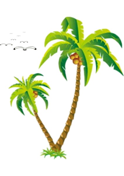 Hindistan Cevizi Hurma Ağacı Çıkartması Tropikal Plaj Duvar Çıkartması Oturma Odası Zemin Çıkartması (Yurt Dışından)