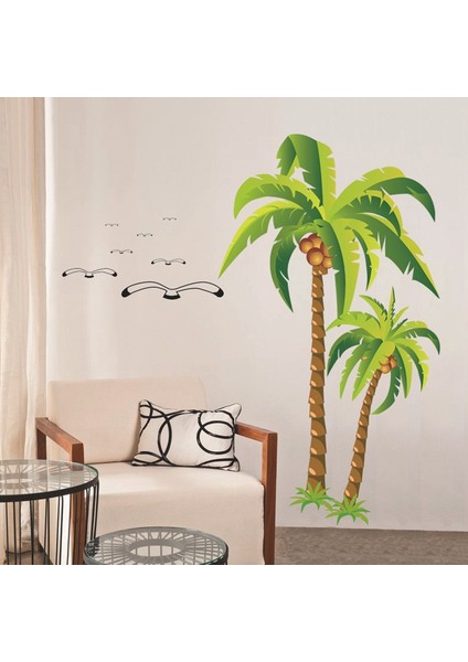 Hindistan Cevizi Hurma Ağacı Çıkartması Tropikal Plaj Duvar Çıkartması Oturma Odası Zemin Çıkartması (Yurt Dışından) fiyatları