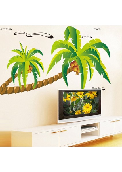 Hindistan Cevizi Hurma Ağacı Çıkartması Tropikal Plaj Duvar Çıkartması Oturma Odası Zemin Çıkartması (Yurt Dışından) fırsatları