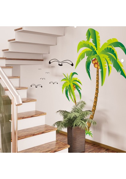 Hindistan Cevizi Hurma Ağacı Çıkartması Tropikal Plaj Duvar Çıkartması Oturma Odası Zemin Çıkartması (Yurt Dışından) indirimleri