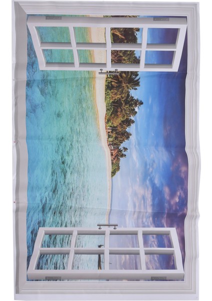 3D Okyanus Doğa Deniz Manzaralı Duvar Pencere Ev Dekor Etiket Odası Resim Poster Sanatı (Yurt Dışından)