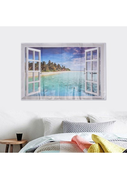 3D Okyanus Doğa Deniz Manzaralı Duvar Pencere Ev Dekor Etiket Odası Resim Poster Sanatı (Yurt Dışından)