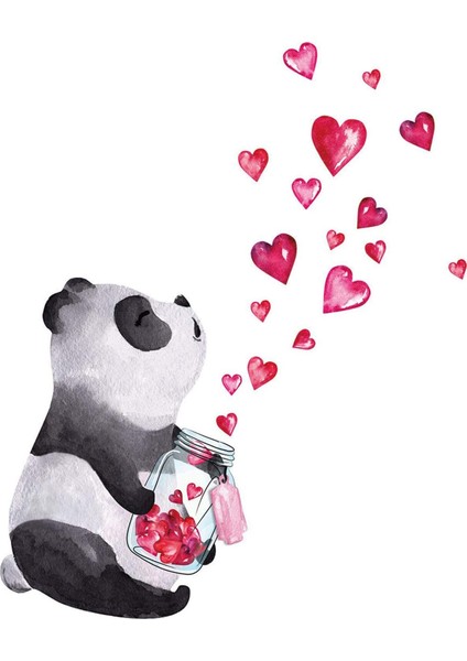Duvar Çıkartmaları Aşk Panda Duvar Resmi Çıkartması Sanat Sticker Dekorasyon Kendinden Yapışkanlı Duvar Resimleri Oturma Odası Yatak Odası (Yurt Dışından)