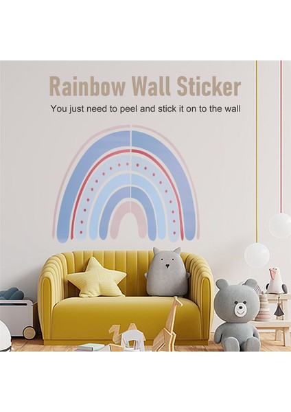 Büyük Gökkuşağı Suluboya Ev Dekor Duvar Sticker Çocuk Odası Kreş Çıkartmaları Için Kendinden Yapışkanlı Nordic Çocuk Çıkartmalar, E (Yurt Dışından)