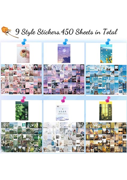 450 Parça Washi Sticker Estetik Çıkartma Seti, Scrapbook Günlüğü Için Alıntı Çıkartmaları Vintage Çıkartmaları, Scrapbook Sticker C (Yurt Dışından)