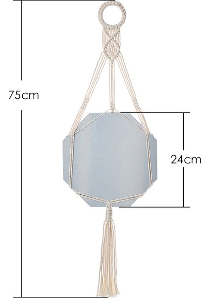 Makrome Duvar Askılı Ayna Boho Geometrik Dekoratif Ayna Daire Oturma Odası Yatak Odası Yurt Odası Girişleri Için (Yurt Dışından)