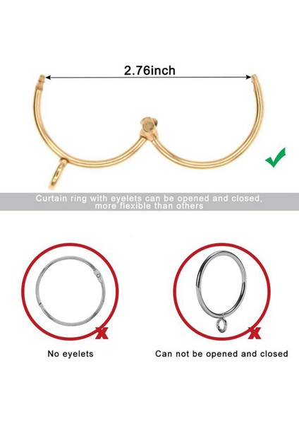 30 Adet Açılabilir Altın Perde Halkaları Kanca Pimleri Için Gözlü Açılır ve Kapanır Metal Paslanmaz Perde Halkaları (1,5 Inç) (Yurt Dışından) fırsatları