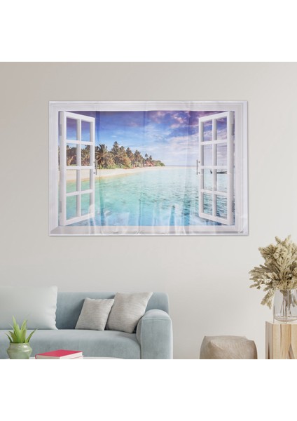 3D Okyanus Doğa Deniz Manzaralı Duvar Pencere Ev Dekor Etiket Odası Resim Poster Sanatı (Yurt Dışından)