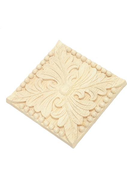 Doğal Ahşap Aplikler Kare Çiçek Oyma Çıkartmaları Dekoratif Ahşap Pervazlar Dolap Kapı Mobilya Dekor Zanaat 10X10 cm (Yurt Dışından)