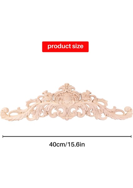 Oyma Doğal Ahşap Aplikler Mobilya Dolabı Boyasız Ahşap Pervaz Çıkartması Eski Ev Dekor Dekoratif 40X11X2 cm (Yurt Dışından)