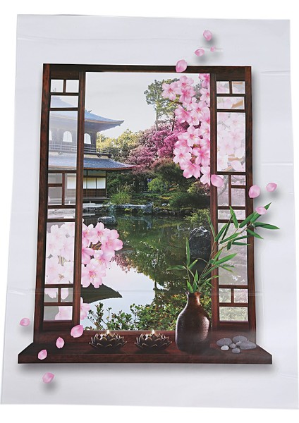 3D Pencere Sakura Şeftali Çiçeği Çiçek Sanat Duvar Sticker Çıkarılabilir Çıkartması Duvar (Yurt Dışından) fırsatları