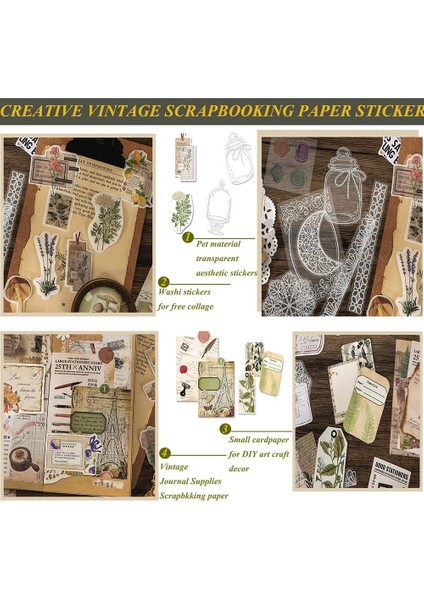 260 Adet Vintage Scrapbook Malzemeleri Estetik Scrapbook Çıkartmaları Günlük Tutma, Hediye Paketleme, Kulübe Dekoru, Kolaj, El Sanatları B (Yurt Dışından)