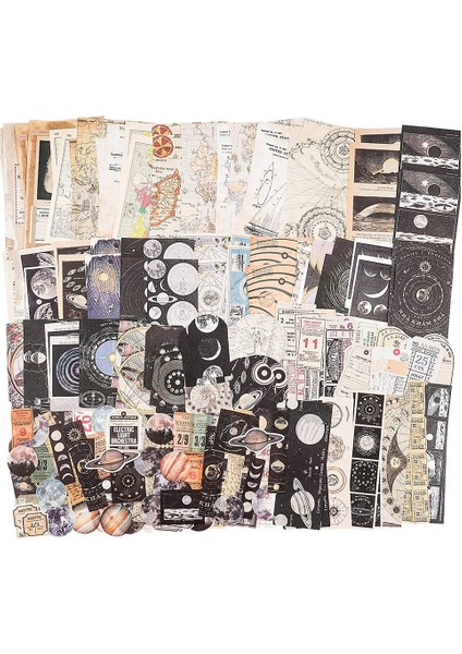 Vintage Karalama Defteri Malzemeleri Paketi (200 Adet) Art Journaling Önemsiz Günlük Planlayıcıları Için Kendi Başına Yap Kağıdı Çıkartmalar (A) (Yurt Dışından)