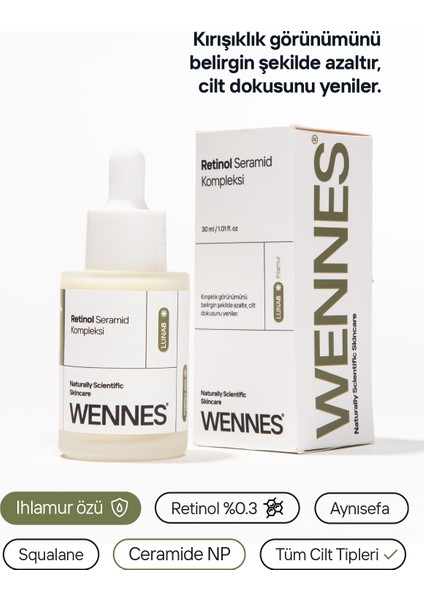 | 0.3% Retinol Seramid Kompleksi Serum | Anti-Aging Destekli, Aynısefa ve Ihlamur Özü Luna8 fiyatları