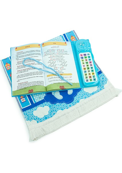 Namaz Öğreten Sesli Cihazlı Kitap Tesbihli Oğlumun Çocuk Seccade Seti fırsatları