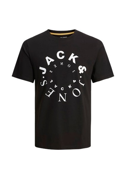 Jack Jones Erkek Jjwarrior Bisiklet Yaka Siyah Tişört 12242554