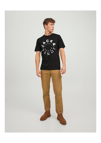 Jack Jones Erkek Jjwarrior Bisiklet Yaka Siyah Tişört 12242554