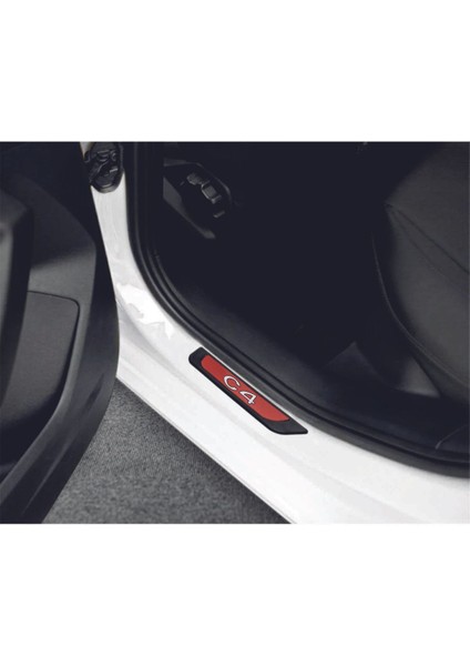 Citroen C4 2020 ve Üzeri Modeller Old Kırmızı Kapı Eşiği 4 Parça Krom Yazılı