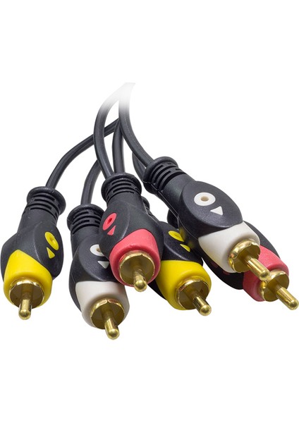 3 Rca + 3 Rca 3 Metre Kablo