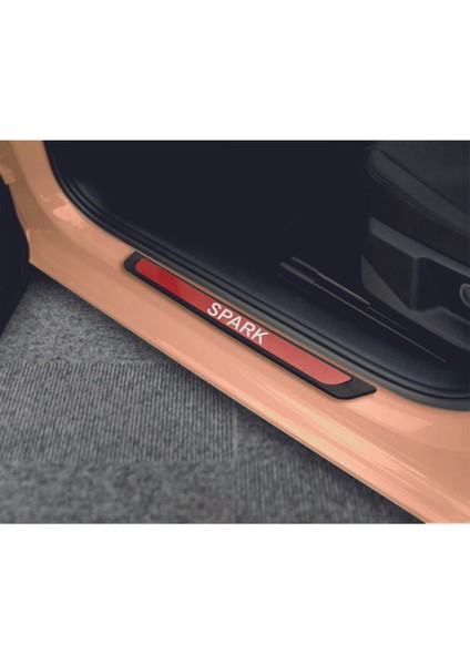 Chevrolet Spark 1998-2022 Modeller Old Kırmızı Kapı Eşiği 4 Parça Krom Yazılı
