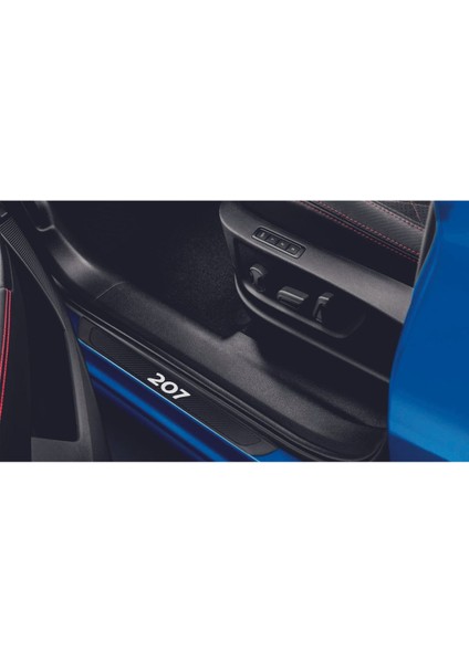 Peugeot 207 Tüm Modeller Uyumlu Old Karbon Kapı Eşiği 4 Parça Krom Yazılı