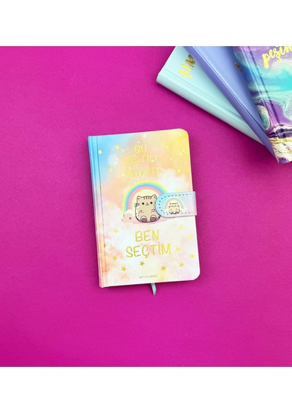 2'li Motto Tasarımlı Mıknatıs Kapaklı Çizgili Defter 14,5x9,5 cm indirimleri