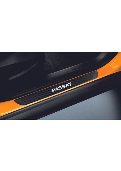 Volkswagen Passat B7 2011-2014 Modeller Old Karbon Kapı Eşiği 4 Parça Krom Yazılı