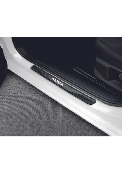 Opel Astra H 2004-2011 Modeller New Karbon Kapı Eşiği 4 Parça Yazılı