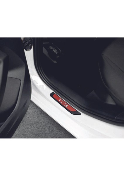 Citroen C3 2017 ve Üzeri Modeller Old Kırmızı Kapı Eşiği 4 Parça Krom Yazılı