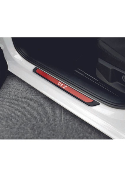 Citroen C4 x 2022 ve Üzeri Modeller Old Kırmızı Kapı Eşiği 4 Parça Krom Yazılı