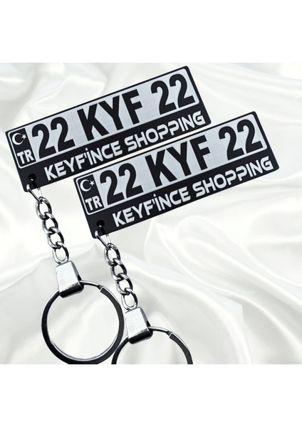 Keyfince Shopping Kişiye Özel Türk Bayrağı Detaylı Pleksi Plaka Anahtarlık Araba Oto Motosiklet Premium Çelik Zincirli Anahtarlık Hediye Süs Numaratör Parlak Siyah Renk