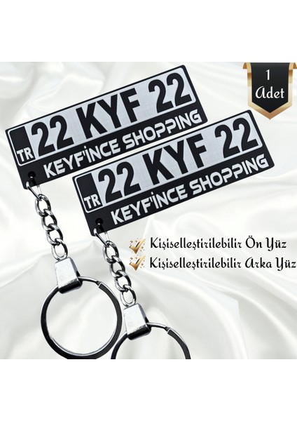 Keyfince Shopping Kişiye Özel Standart Pleksi Plaka Anahtarlık Araba Oto Motosiklet Premium Çelik Zincirli Anahtarlık Hediye Süs Numaratör Parlak Siyah Renk modelleri