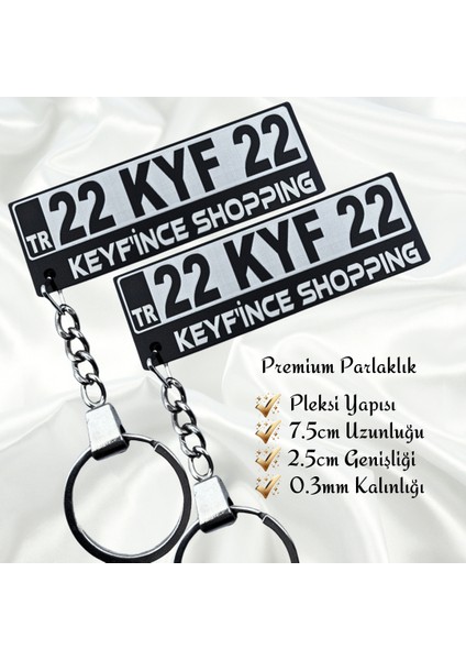 Keyfince Shopping Kişiye Özel Standart Pleksi Plaka Anahtarlık Araba Oto Motosiklet Premium Çelik Zincirli Anahtarlık Hediye Süs Numaratör Parlak Siyah Renk fırsatları