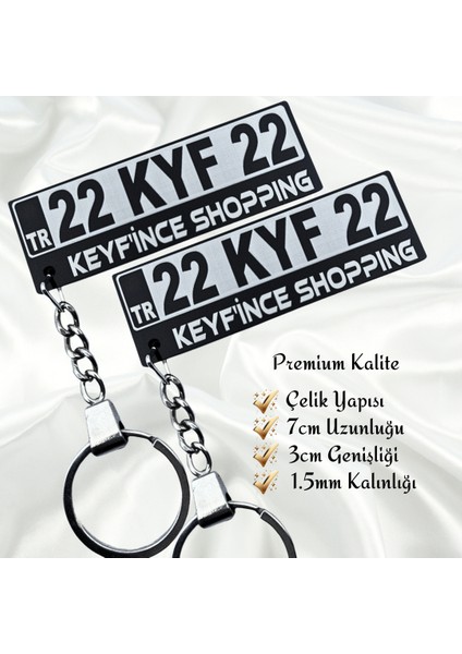 Keyfince Shopping Kişiye Özel Standart Pleksi Plaka Anahtarlık Araba Oto Motosiklet Premium Çelik Zincirli Anahtarlık Hediye Süs Numaratör Parlak Siyah Renk indirimleri