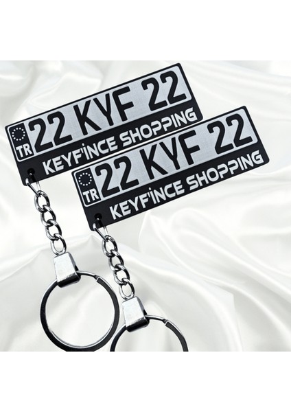 Keyfince Shopping Kişiye Özel Ab Bayrağı Detaylı Pleksi Plaka Anahtarlık Araba Oto Motosiklet Premium Çelik Zincirli Anahtarlık Hediye Süs Numaratör Parlak Siyah Renk