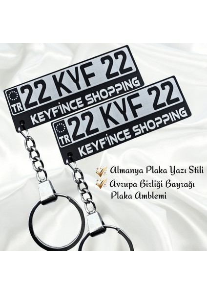 Keyfince Shopping Kişiye Özel Ab Bayrağı Detaylı Pleksi Plaka Anahtarlık Araba Oto Motosiklet Premium Çelik Zincirli Anahtarlık Hediye Süs Numaratör Parlak Siyah Renk fiyatları