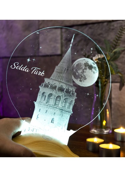 Galata Kulesi Sevgiliye Hediye , Eşe Hediye Kişiye Özel Led Lamba, Doğum Günü Hediyesi İsimli Galata Kulesi Hediyesi modelleri