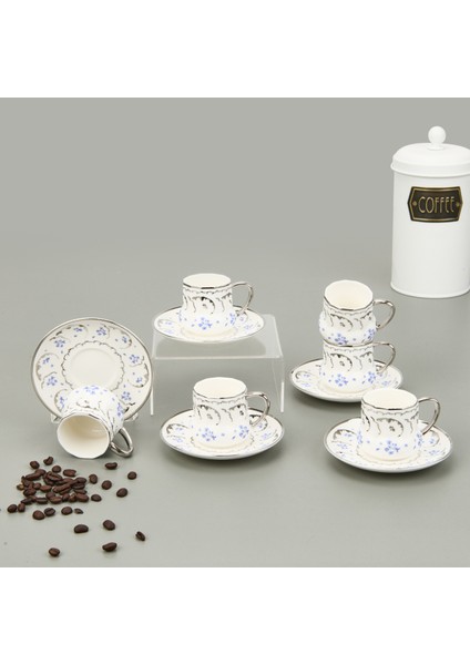 Blue 12 Parça Kahve Fincanı - Renkli