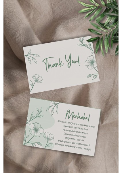 Soft 50 Adet Çift Yön Baskılı Teşekkür Kartı 8,5x5,5 cm