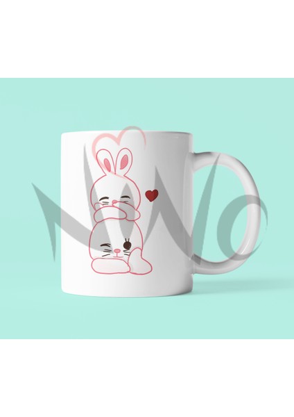 Tavşan Aşık Çift Sevgililer Günü Temalı Hediyelik Baskılı Kupa Bardak fiyatları