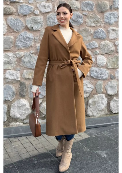 Kadın Astarlı Kuşaklı Kaşe Kaban modelleri