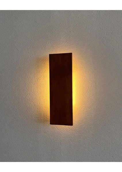 4 Yöne LED Işık Veren Dikey Ahşap Modern Duvar Apliği (Alindi053)