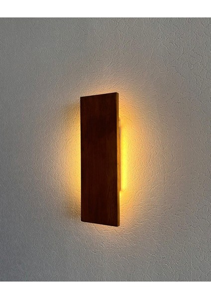 4 Yöne LED Işık Veren Dikey Ahşap Modern Duvar Apliği (Alindi053)