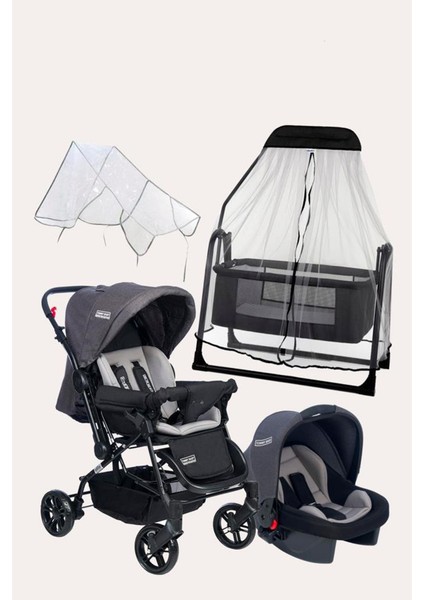 Luna 4'lü Set Bebek Arabası Puset Beşik Bebek Arası Yağmurluğu