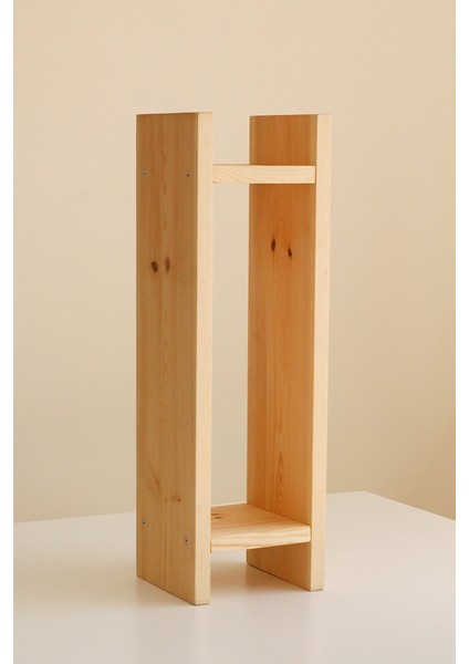 75 cm Doğal Ahşap Dergilik, Çiçeklik, Kitaplık, Dekoratif Raf 3 Farklı Ölçü 75 cm 60 cm 45 cm Iki Raflı