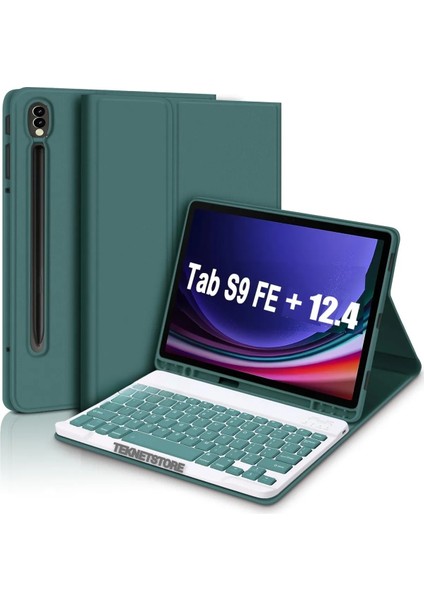 Samsung Galaxy Tab S9 Fe Plus 12.4" Q Türkçe Klavyeli Kılıf Kalem Bölmeli Bluetooth Özellikli Stand