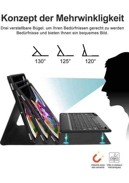 Samsung Galaxy Tab S9 Fe Plus 12.4" Q Türkçe Klavyeli Kılıf Kalem Bölmeli Bluetooth Özellikli Stand