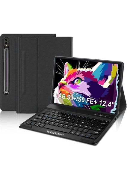 Samsung Galaxy Tab S9 Fe Plus 12.4" Q Türkçe Klavyeli Kılıf Kalem Bölmeli Bluetooth Özellikli Stand